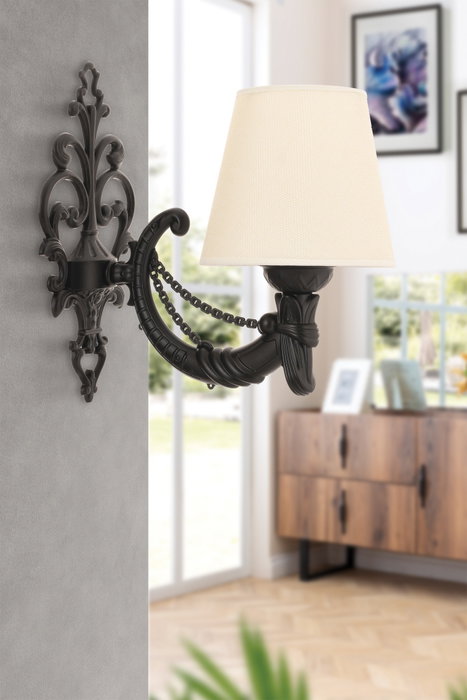 Opviq Gloria Lámpara de Pared Crema y Negro